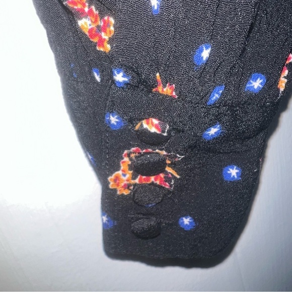 Free People Two Faces Dark Ditzy Floral Puff Sleeve Boho Mini Dress Size S - Picture 13 of 16
